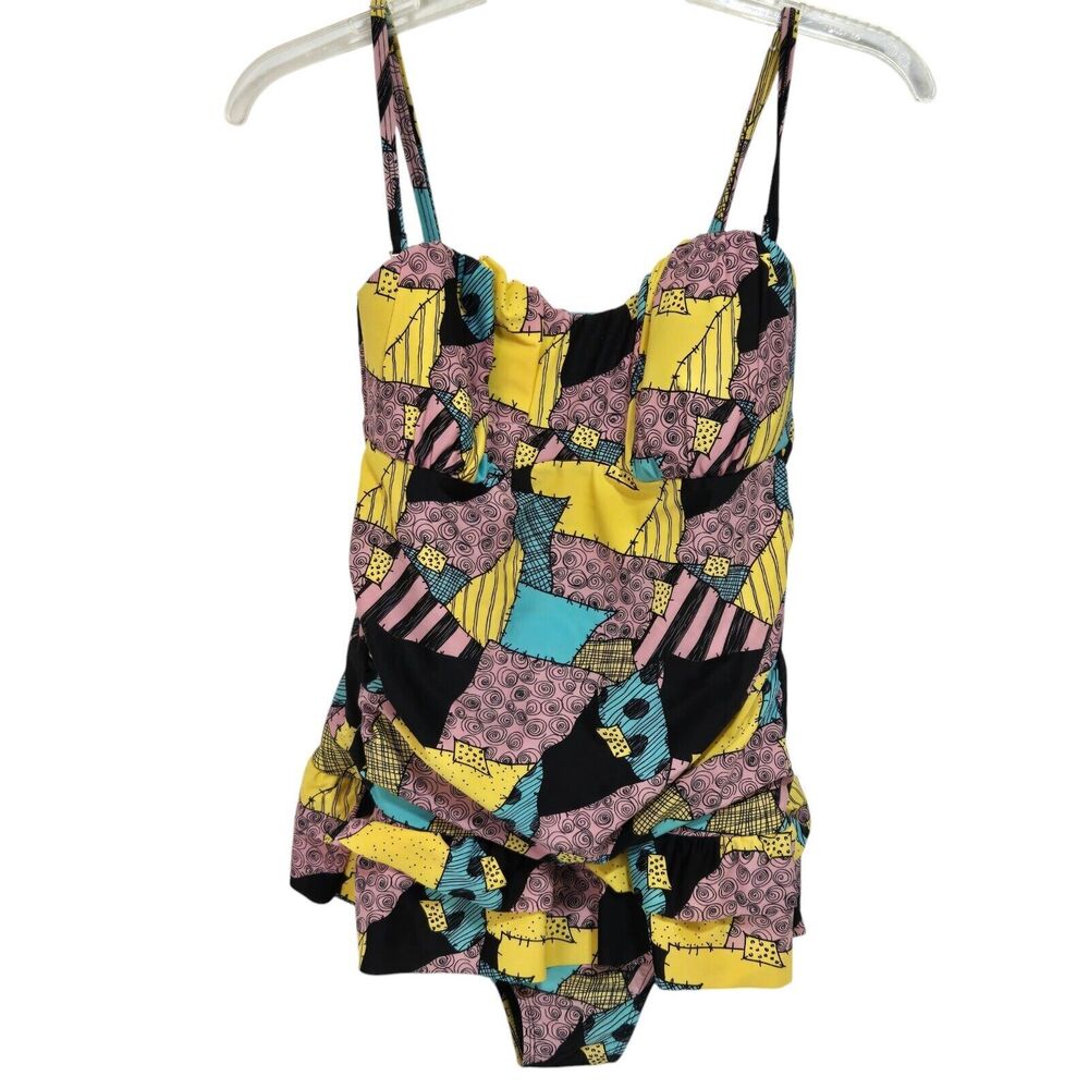 Disney Yellow Pink Blue Black One-Piece Swimsuit